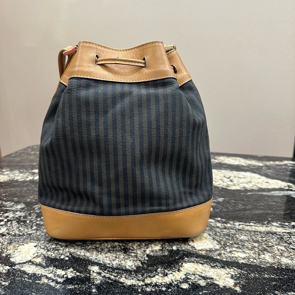 Fendi Tan and Black Striped Drawstring Bucket Bag🤎🖤 - Picture 15 of 15